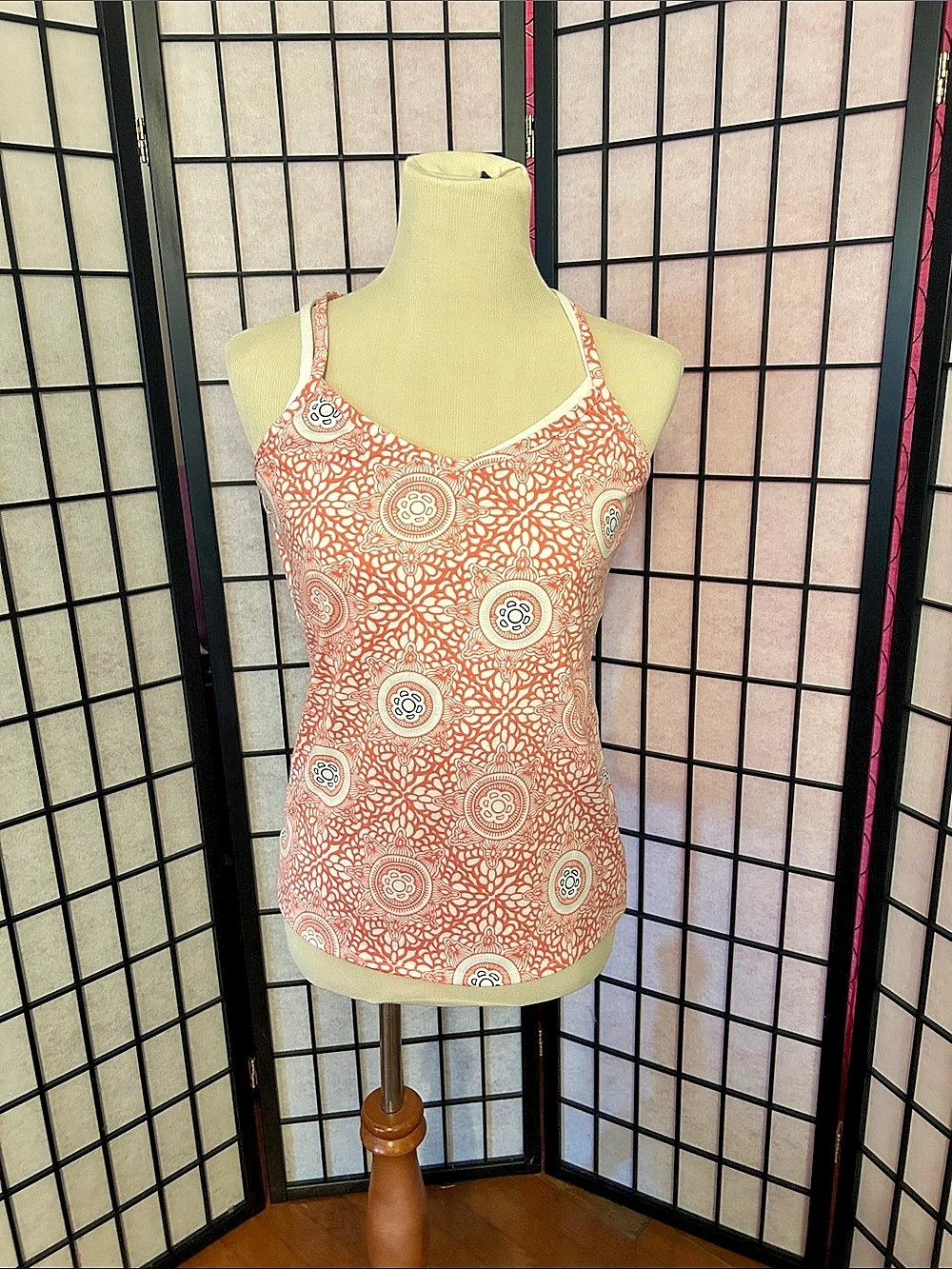 Soybu Lotus Fit Tank Printed Orange & White Tank Top